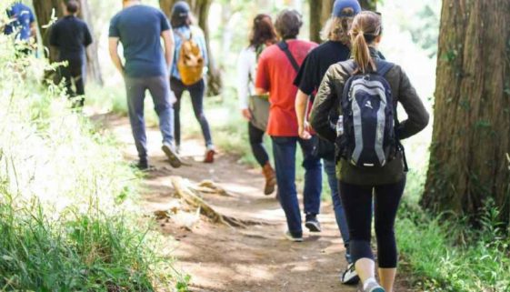 People walking along a country path