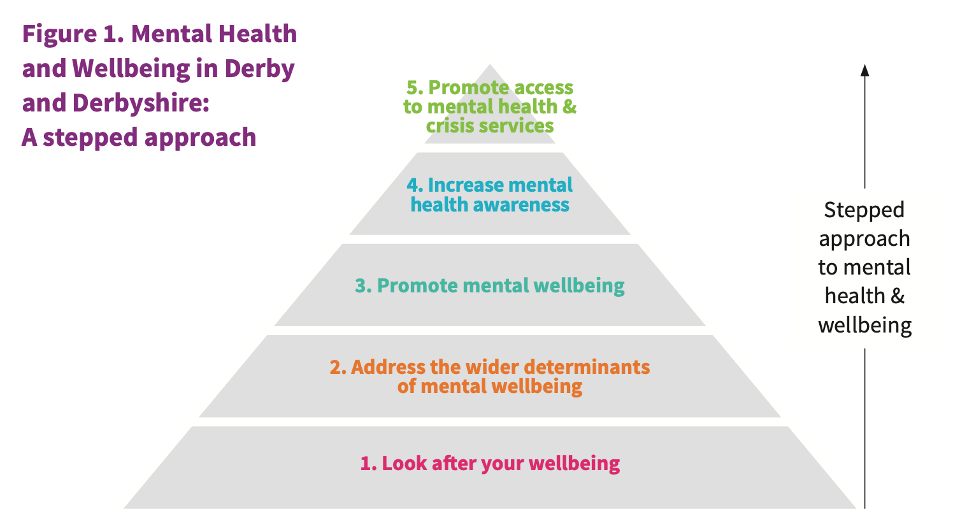 Diagram of the stepped approach to mental health