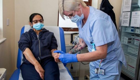 Image of a patient being treated at a winter hub.