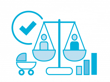 graphic to represent "start well" showing a pram and weighing scales