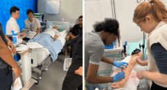 Derbyshire students have been taking their first steps toward careers in medicine at hands-on events which transform a university lecture hall into a simulated clinical environment.