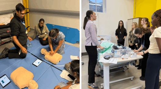Derbyshire students have been taking their first steps toward careers in medicine at hands-on events which transform a university lecture hall into a simulated clinical environment.
