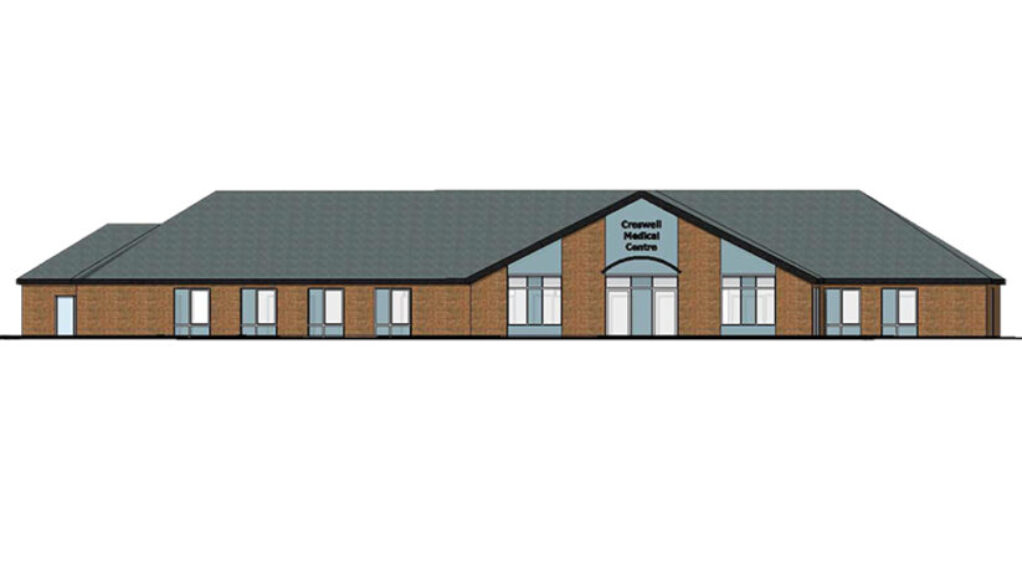 line drawing of the front elevation of Creswell Medical Centre