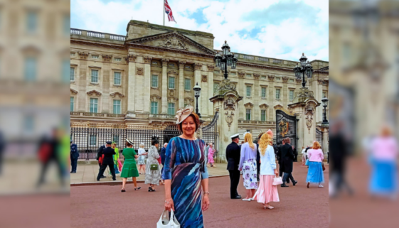 Niki Glazier outside Buckingham Palace