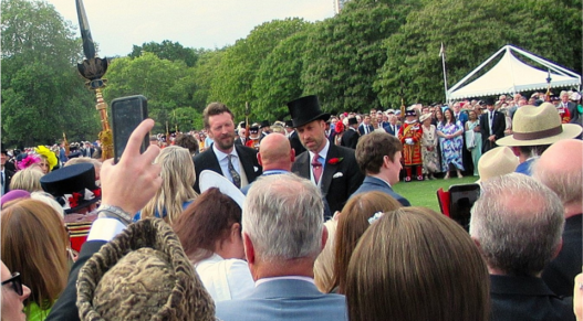 Prince William in the gardens at Buckingham Palace